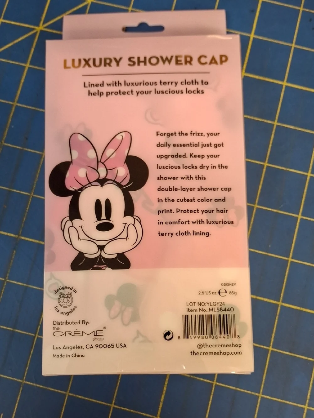 Disney x The Crème Shop Minnie Mouse Pink Polka Dot Luxury Shower Cap NWT